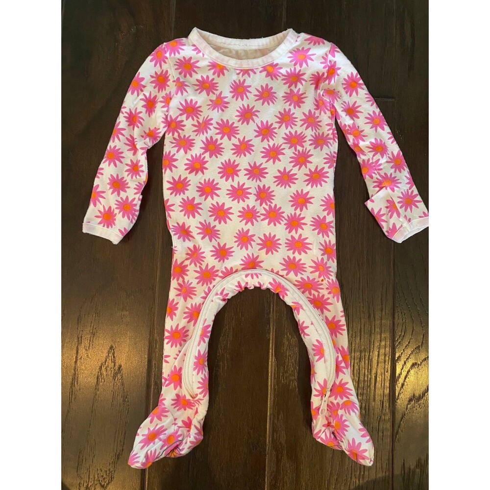 Lemon and Loom Floral Crescent Zipper Bamboo Footie